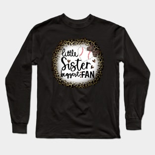 Baseball Little Sister Biggest Fan Leopard Baseball Long Sleeve T-Shirt